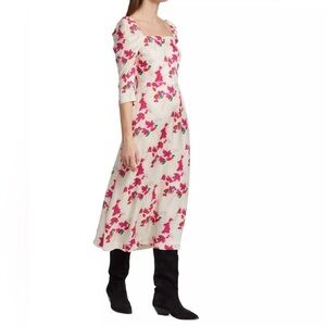 Ba&sh Elonor dress midi square neck floral cottage spring garden designer sz 8